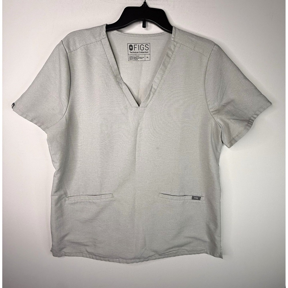 FIGS Women's Technical Collection Scrub Top Solid Gray XL FW1100